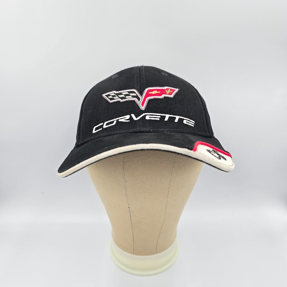 Corvette C6 Logo Black Embroidered Adjustable Baseball Hat Hot Rods Y2K Retro